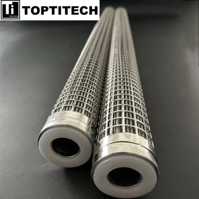 DOE 1000 mm-es rozsdamentes acél redőzött hálós szűrőpatron